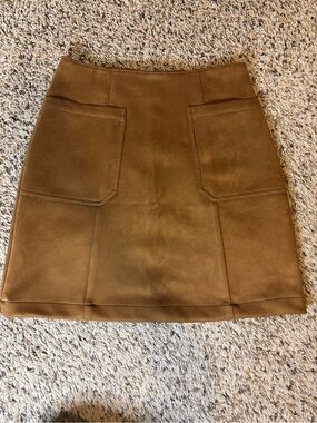 Maurices Faux Suede Mini Skirt Brown Size 2 High Rise Front Patch Pockets